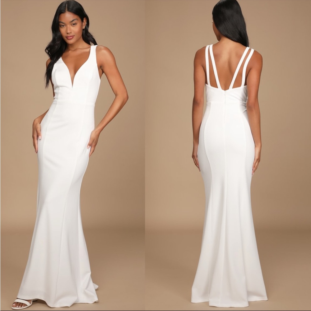 NWOT Lulus Love Galore White Mermaid Maxi Wedding Dress Size Large *